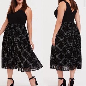 Torrid Ponte & Mesh Plaid Midi Holiday Dress 16